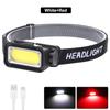 K372 Lampe frontale LED Lampe de poche COB Batterie 18650 intégrée IPX4 Étanche Phare Lanterne de randonnée Lumière forte portable extérieur course de nuit