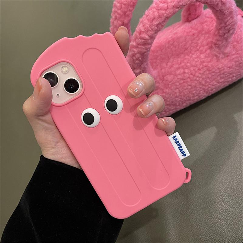 Ins süße Cartoon rosa Eis Handyhülle für iPhone 13 12 11 Pro Xs Max X Xr 7 8 Plus Se 3 lustige Augen Silikon weiche Rückseite