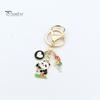 New Year Keychain Panda Heart Pendant Best Wishes Polished Lobster Clip Lightweight Shoulder Bag Schoolbag Decoration Pendant Keyring