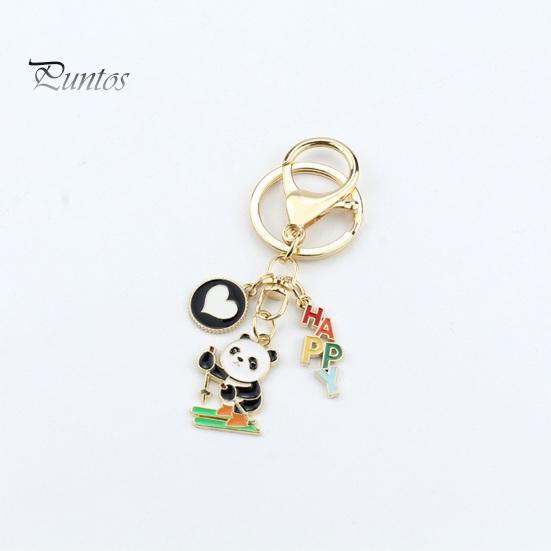 New Year Keychain Panda Heart Pendant Best Wishes Polished Lobster Clip Lightweight Shoulder Bag Schoolbag Decoration Pendant Keyring