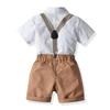 Boys' 2024 Summer Four-Piece Outfit: Short-Sleeved Shirt, Bib Shorts, Perfect for Children's Day and Birthdays