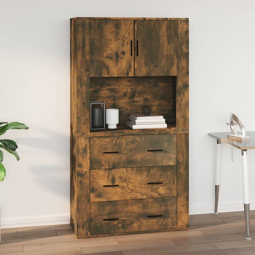 Wall Mounted Cabinet in Smoked Oak Finish 80 x 33 x 80 cm Engineered Wood