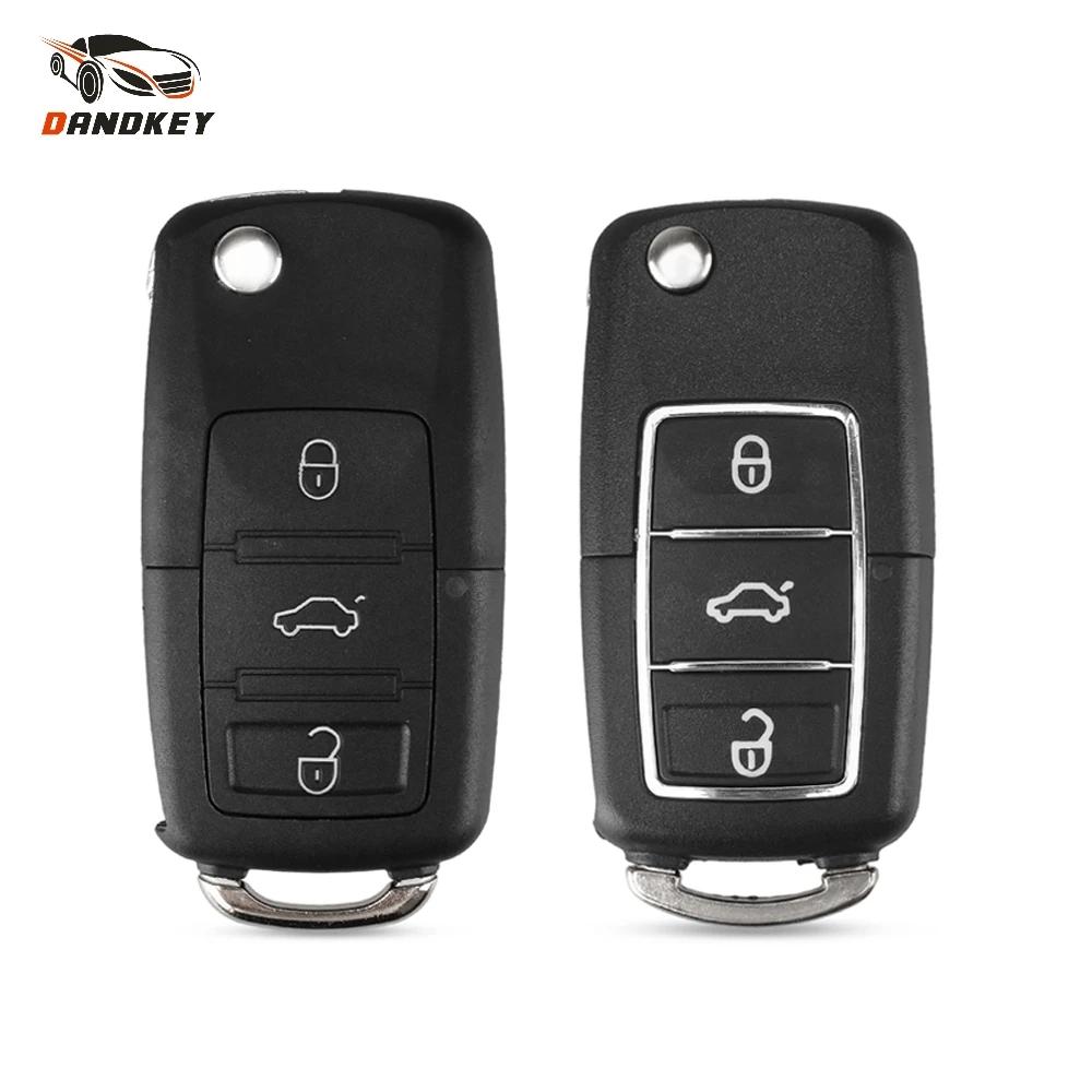 Dandkey 3 Buttons Flip Key Shell For Volkswagen Vw Jetta Golf Passat Beetle Polo Bora Fob Folding Remote Key Case