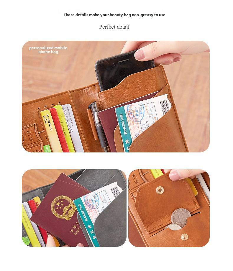 Xiangyin Dámská Velkokapacitní Multifunkční Kožená Peněženka a Cestovní Pasová Spojka