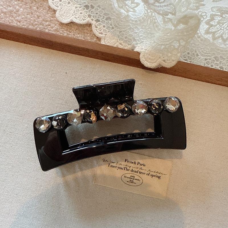 Темпераментная простая акриловая большая квадратная заколка-краб, высококлассная заколка для волос с блестящими бриллиантами, заколка-акула для волос на затылке