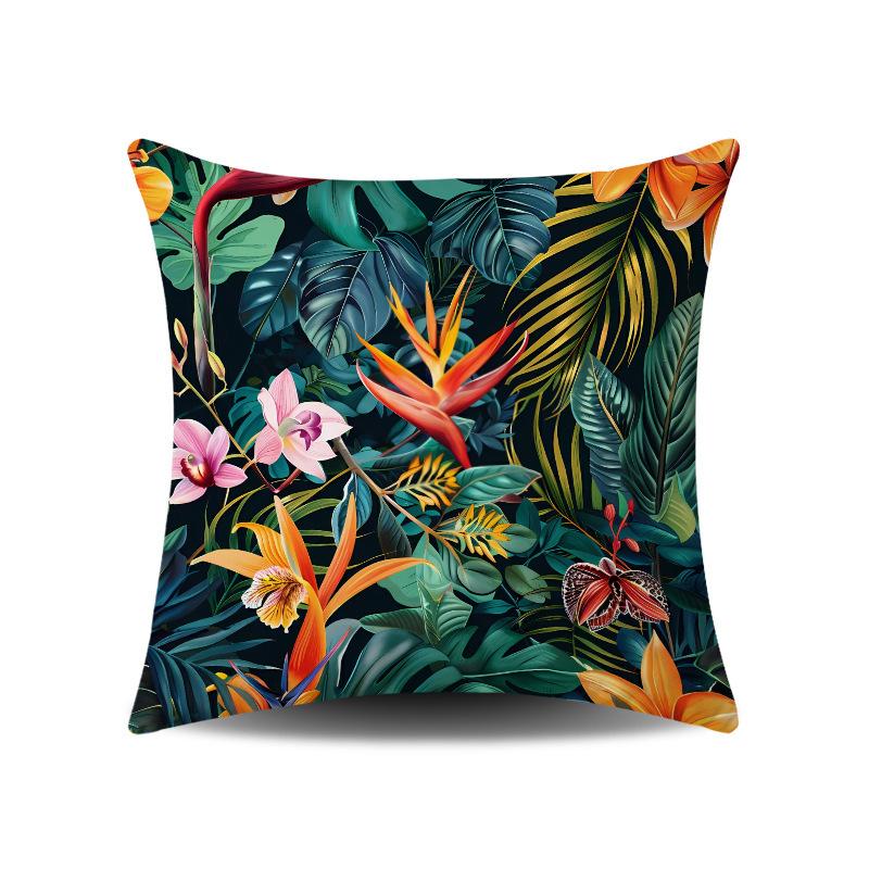 Summer Green Small Fresh Tropical Plant Digital Printing Sofa Pillow Office Car Universal Waist Cushion