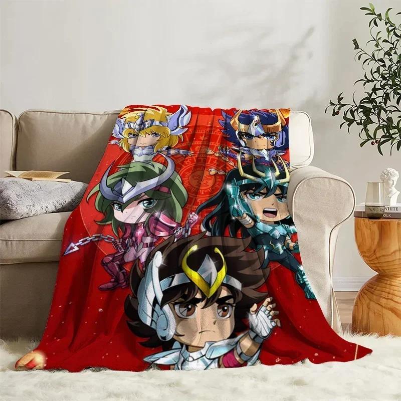 

Cartoon Blanket Saint Seiya Sofa Camp Nap Bedspread Soft Bicycle Blanket Fleece Home Textile Birthday Gift Blanket Bedroom Decor 30x40in