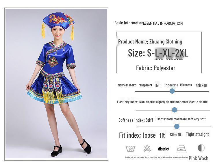 Guangxi 3. března Zhuangský ženský festivalový taneční kostým