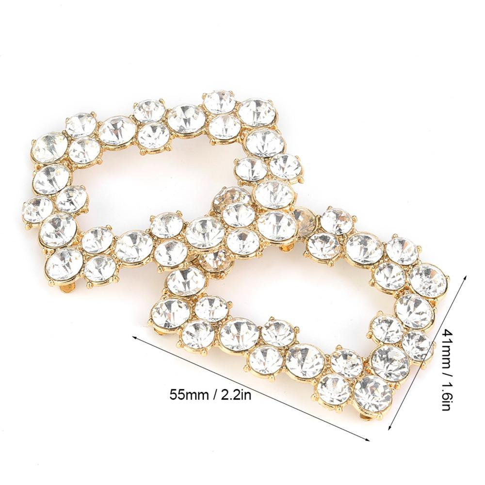2pcs Metal Base Crystal Shoe Buckle Crystal Rhinestone Shoe Decoration Charm For Pumps