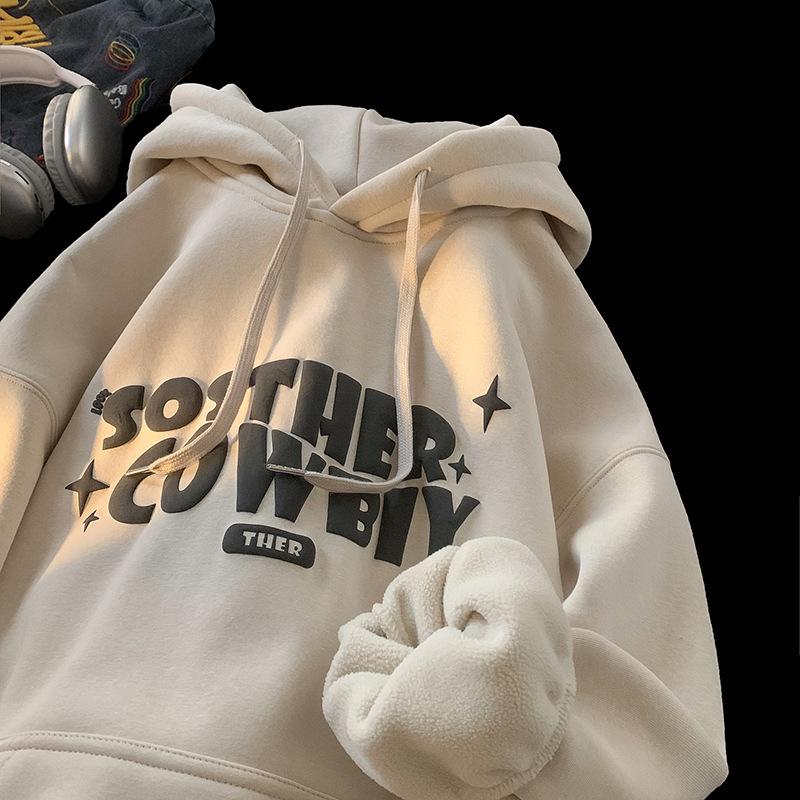 Men's Autumn and Winter Fleece Thickened Teen Junior High School Hoodie Jacket