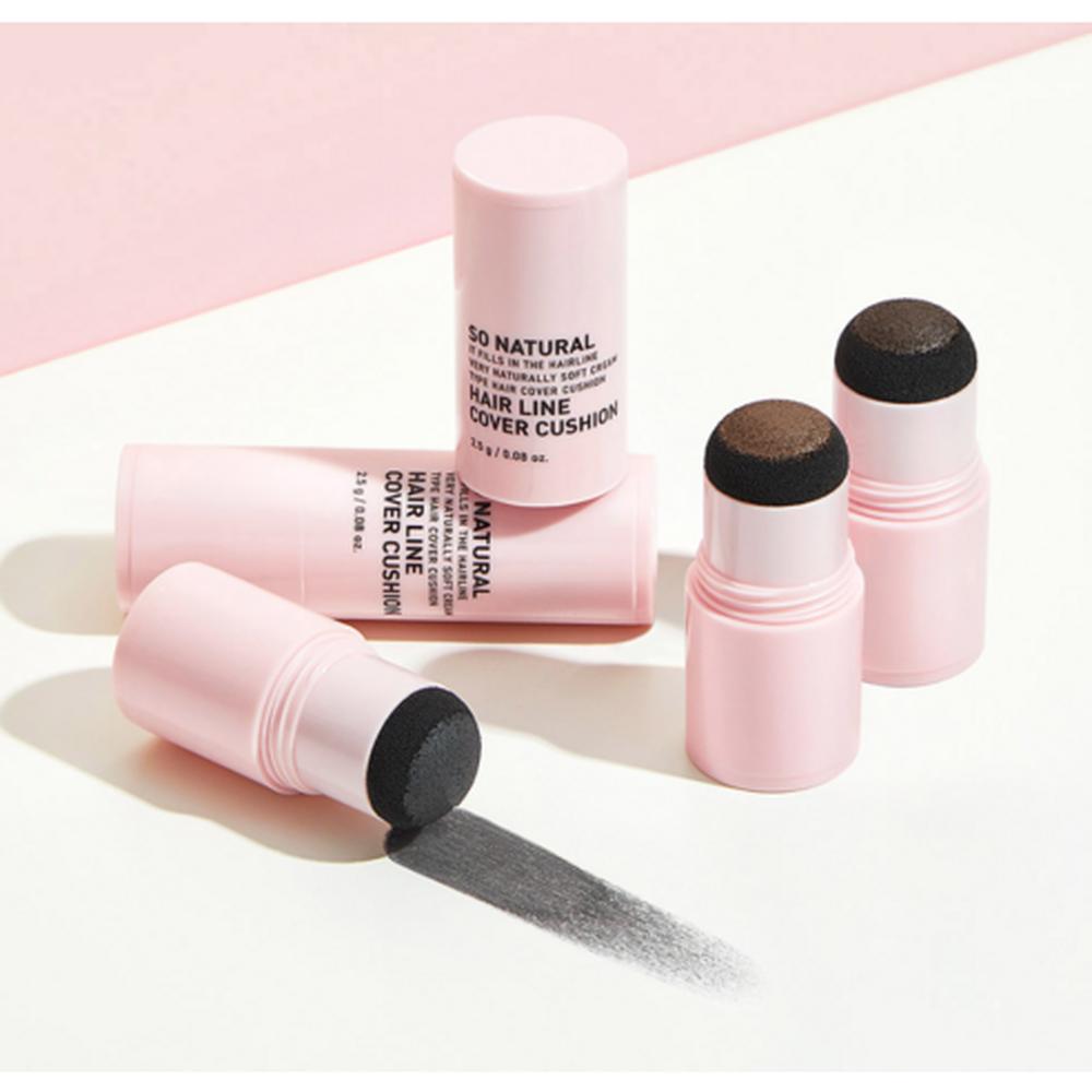 SO NATURAL Hair Line Cover Cushion Dark Brown 2.5g – Root Touch Up, Natural Coverage, Korean