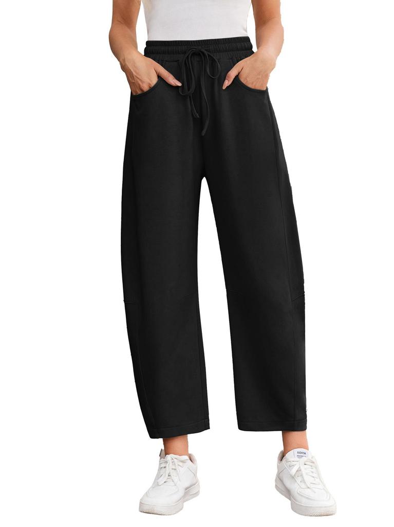 2025 Women's Summer Sports Cropped Pants with Drawstring & Pockets