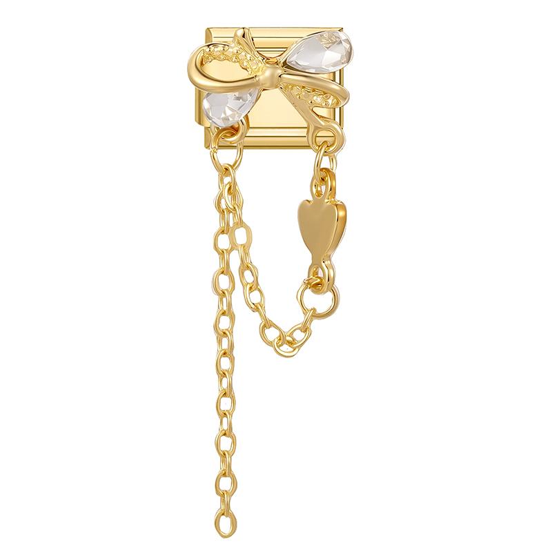 Y2K Romantic Heart Lock Bow Star Butterfly Chain Pendant Italian Charm Links Fit 9mm Stainless Steel Bracelet DIY Making Gift