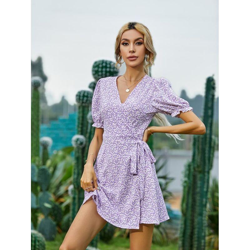 

Amazon Small Floral V-neck One-Piece Dress Blue XL