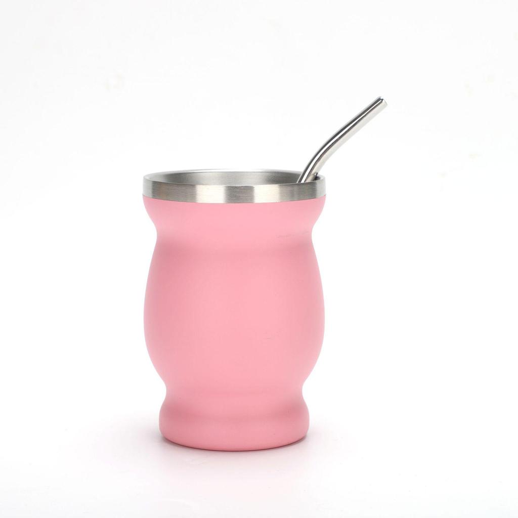 Tazza per Mate Argentina in Acciaio Inossidabile 304 da 8 oz con Cannuccia Cucchiaio