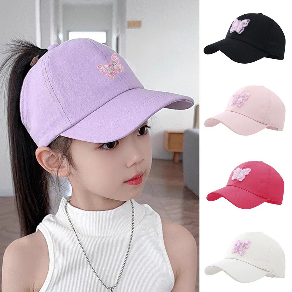 Adjustable Candy Color Girl's Hat Quick Drying Sunscreen Visors  Sweet Summer High Ponytail Cap Kids Empty Top Baseball Cap