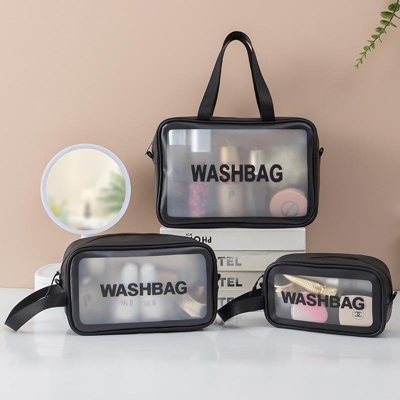 PU Damen Reiseaufbewahrungstasche Kosmetiktasche Make-up-Tasche Reise-Organizer-Taschen Wasserdichte Waschtasche Transparente Kosmetikkoffer