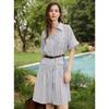 ELLE Women's French Stripe A-Line Shirt Dress
