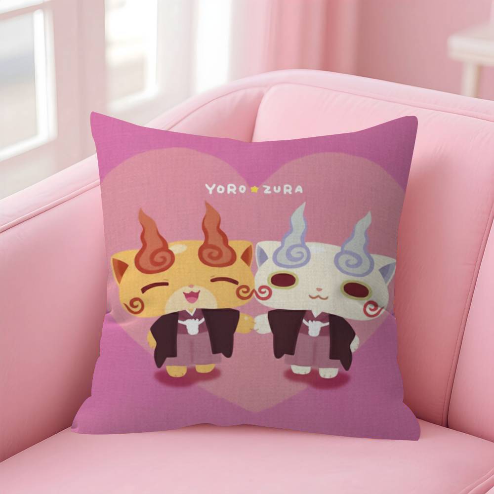 Anime Yokai Cute Watch   Pillow Cushion Cover Pillowcase Living Room Sofa Home Decor Customized