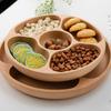 With 5 Dining Grids Food Serving Tray Solid Wood Dried Fruit Plate Perfect Snack Plate  Party