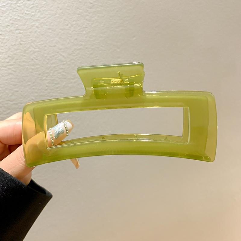 Korean Style Large Square Hair Clip Women Simple Jelly Color Shark Clip Hair Accessories зелёный