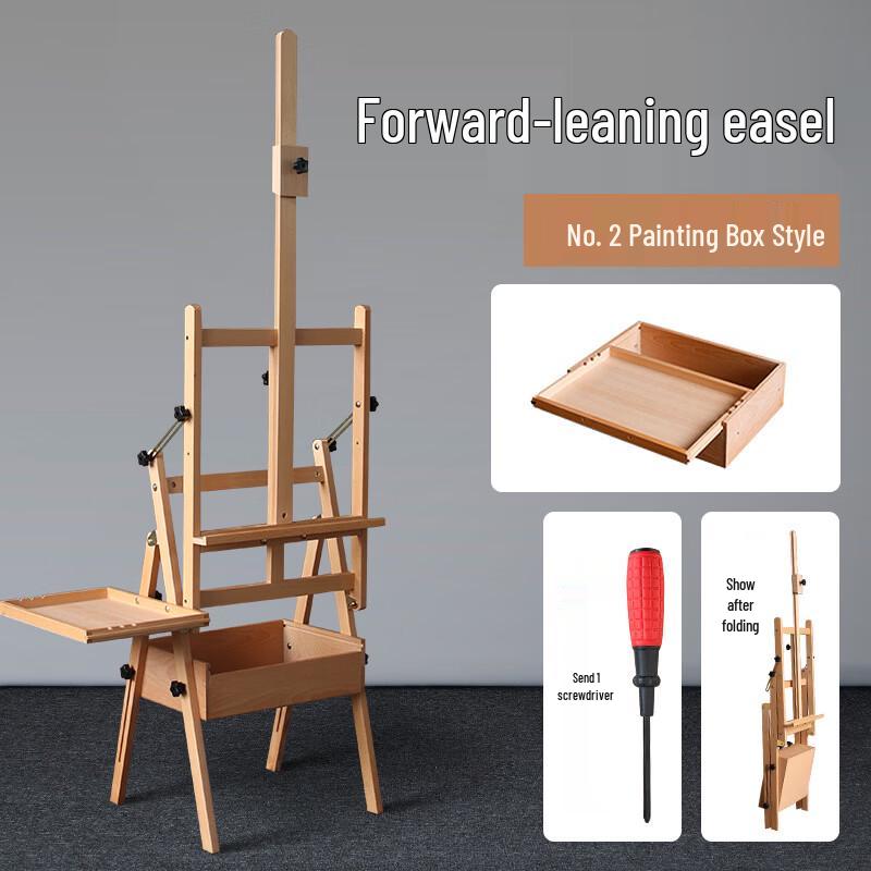 Handun Beechwood Foldable Mini Easel with Pull-out Art Box