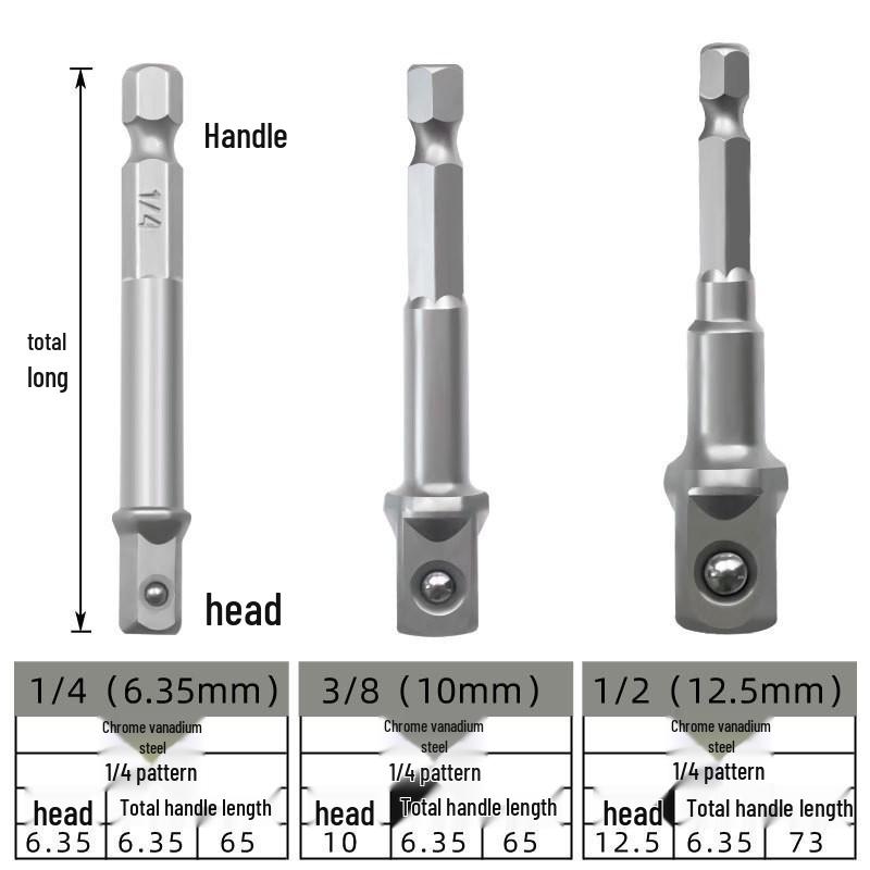 Socket Head Connection Rod: Hex Shank to Square Drive Adapter for Electric Wrench and Hand Drill