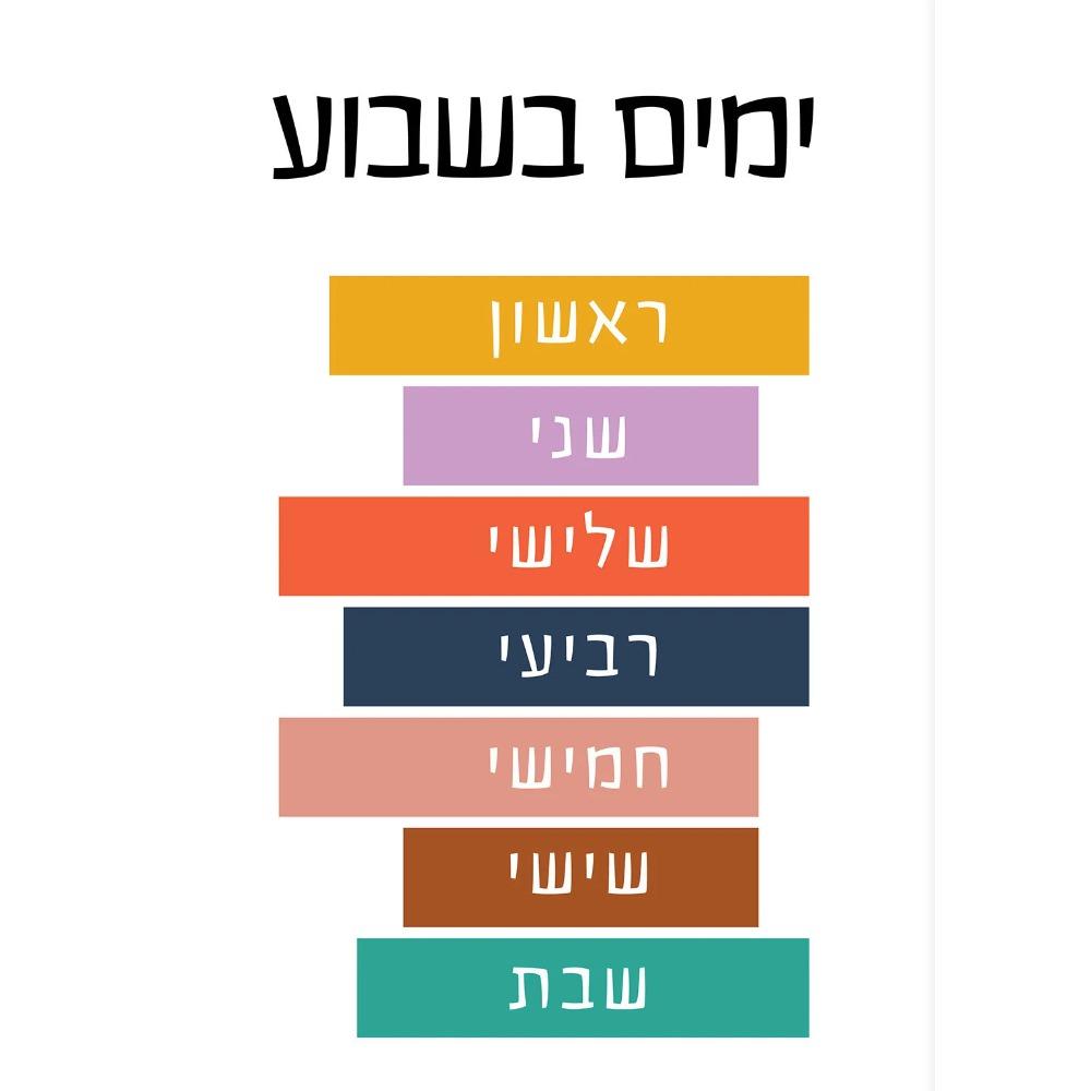 Hebrew Letters Alphabet Jewish Number Day Time Wall Art Canvas Painting Nordic Posters and Prints Wall Pictures Kids Room Decor