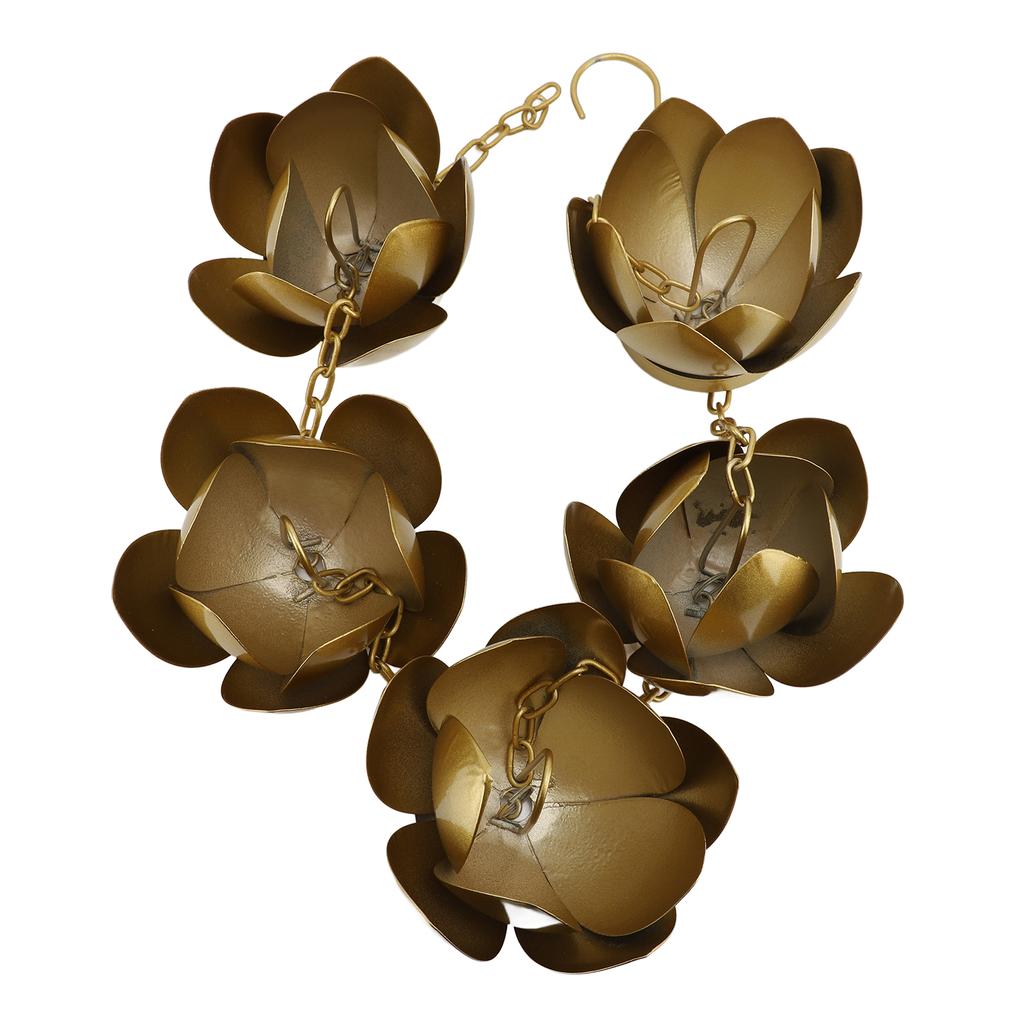 Rain Chain Gold Flower Galvanized Iron Rust Proof Rain Catcher Chain for Home Outdoor Decoration