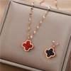 Elegant Colorfast 18K Rose Gold Necklace with Swan & Four-Leaf Clover Charm