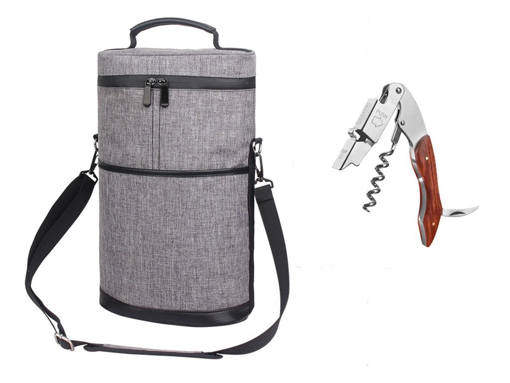 Cooler Bag for 2 Bottles Wine Bag Portable Bucket Carrier with Ice Champagne Picnic Pack Free Shipping Soft Cooler Bottle Opener