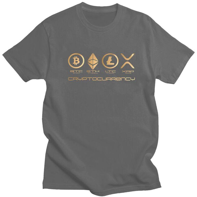 Custom Ripple XRP T Shirt for Men Pure Cotton Tshirt Tee Short Sleeves Bitcoin Crypto Cryptocurrency Tshirts Slim Fit