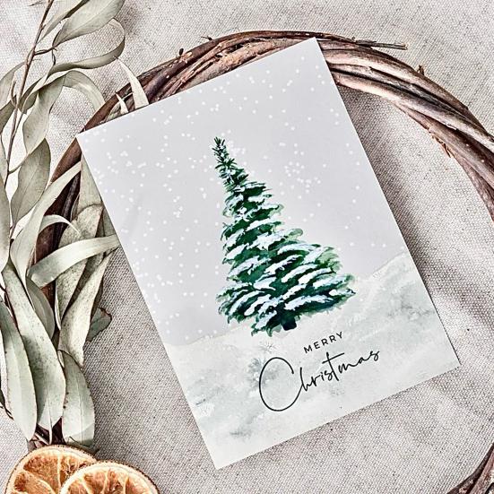 1/20Pcs Christmas Cards with Envelopes Watercolor Design Merry Christmas Greeting Cards Holiday