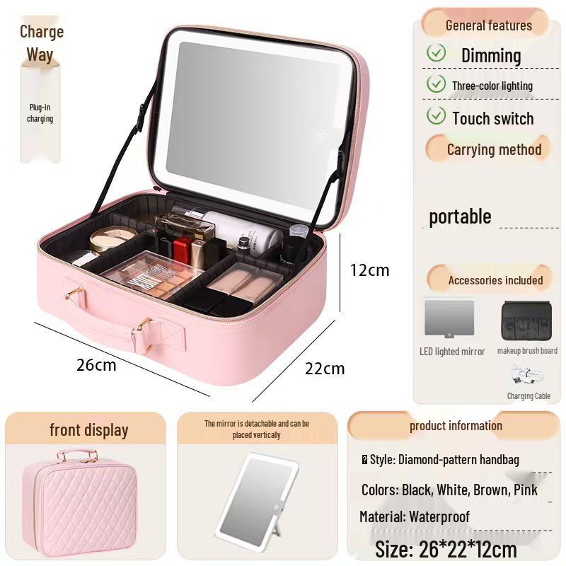 

Светодиодное зеркало Коробка для хранения визажиста - Органайзер для косметики большой вместимости