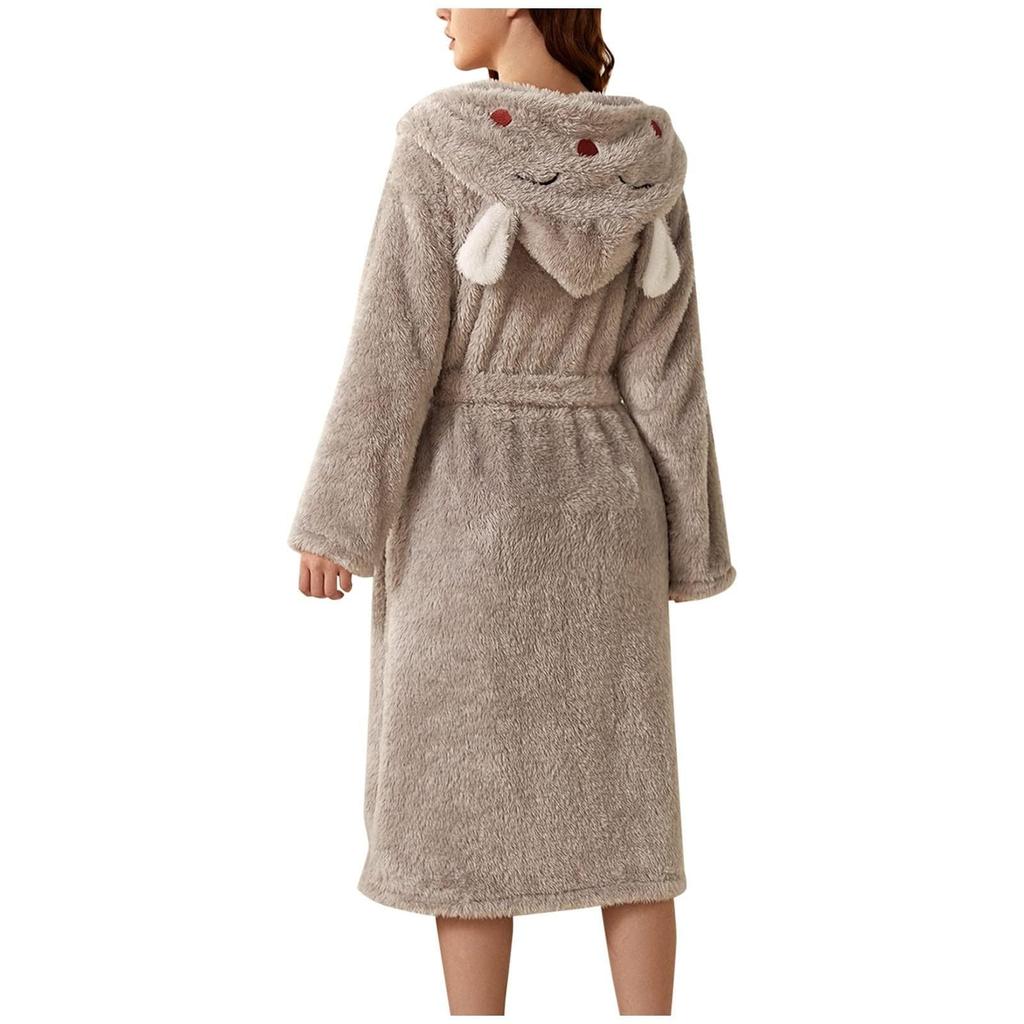 Women's Fleece-Lined Pocket Earflap Robe