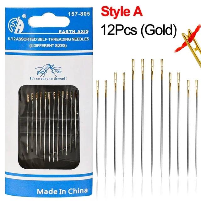 36/24/12pcs Blind Needle Elderly Needle-side Hole DIY Hand Household Stainless Steel Sewing Needless Threading Apparel Sewing