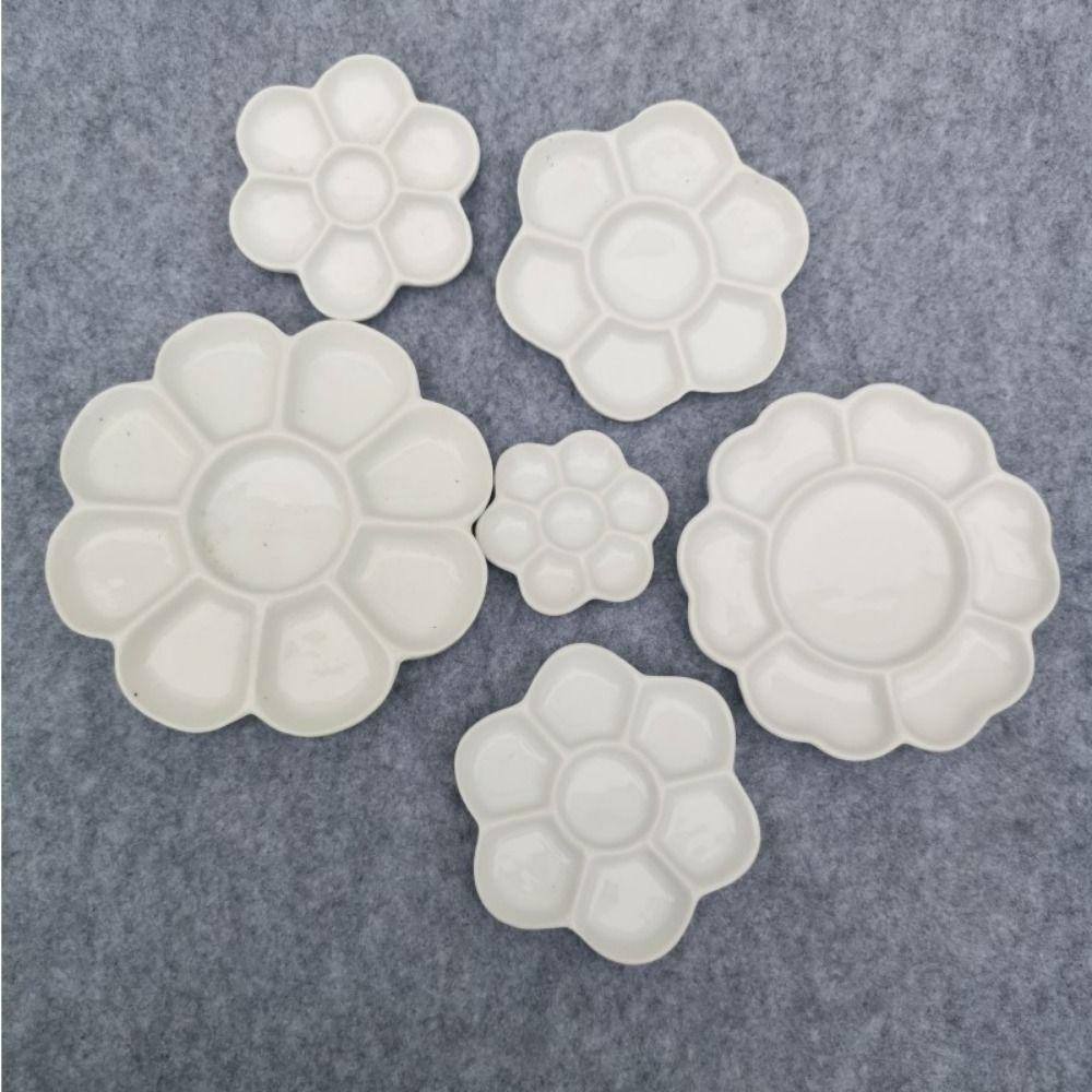Portable Ceramic Paint Palette White Porcelain Palette Multiple Uses Mixing Colour Tray  Painting