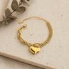Women Bracelet, Adjustable Extended Tail Chain Bracelet, Double-Layered Cuban Bracelet with Heart Charm for Jewelry Gift