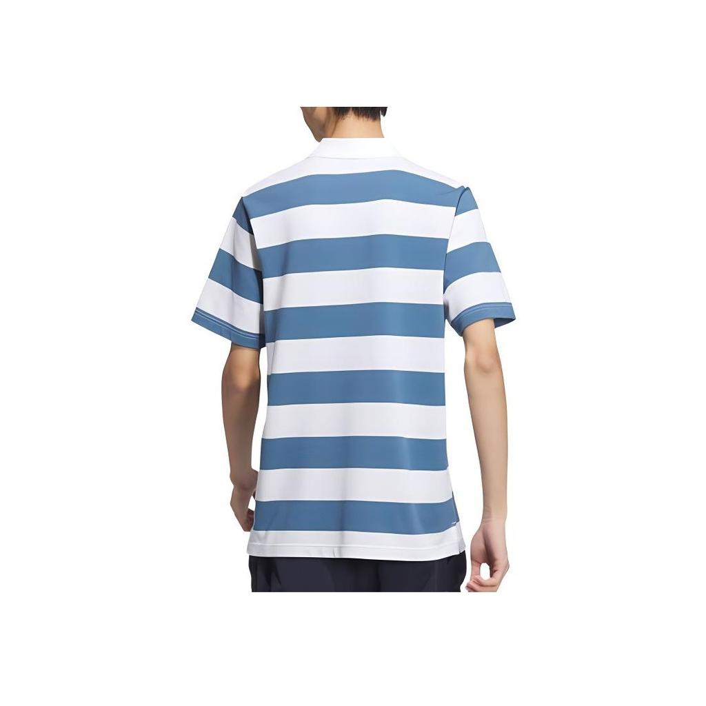Adidas Alphabet Print Comfort Casual Sports Short Sleeve Polo Shirt Men Tops White Eclipse-Blue JI9058