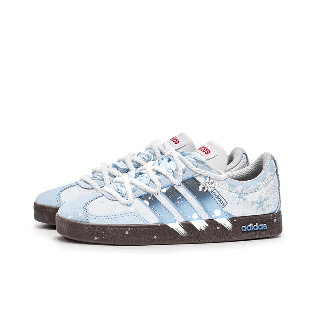 adidas VL COURT 2.0 Neve Gelada Resistente à Abrasão Resistente à Abrasão Cano Baixo Tênis de Skate Unissex Azul Marrom HQ1802(TeamM-S-BOX)