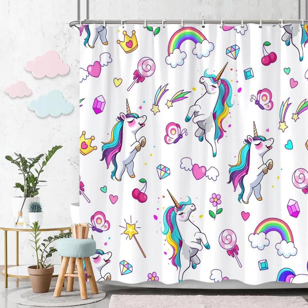 Cartoon Animal Alphabet Shower Curtain Kids ABC Educational Learning Tools Baby Girls Boys Colourful Bath Curtain Bathroom Dec