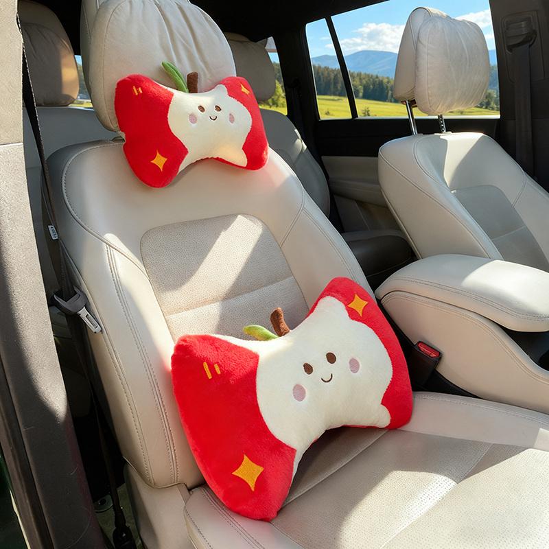 

Apple Car Pillow Gentle Stuffed Plush Cushion Red Green Apple Fruit Lumbar Support Car Seat Plushies Lumbar Pillow Charm Gifts -A10494