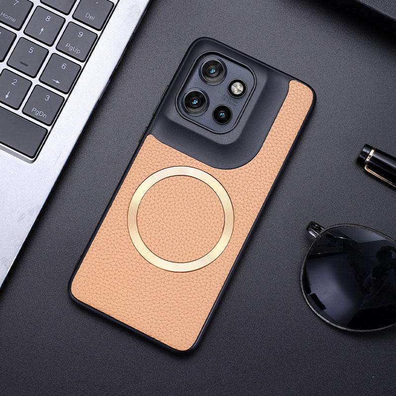 

Чехол для телефона Magsafe Litchi из искусственной кожи Motolora Thinkphone25 Moto Edge 50 Neo 50 Pro Fusion X50 Ultra Matte Soft Bumper Cover Edge 50 Neo светло-коричневого