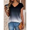Summer Women's Daily Printed V-neck Short-sleeved T-shirt