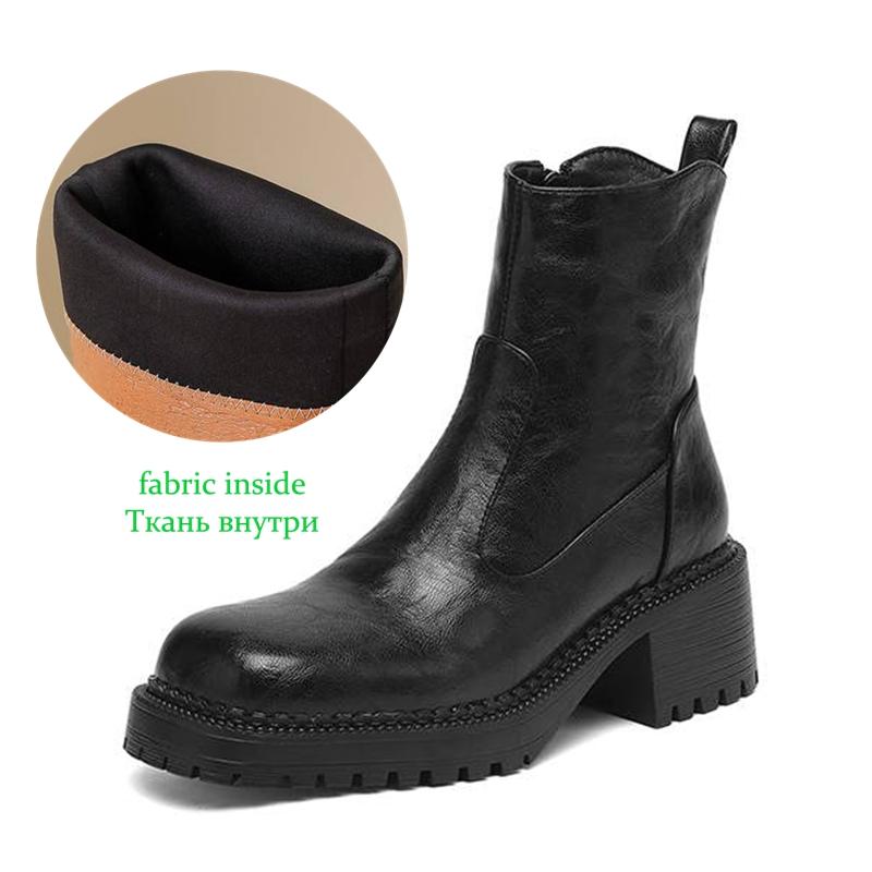 Krazing Pot Microfiber Winter Round Toe Modern Platform Size 33 Boots Size 43 Thick Bottom Women Ankle Boots