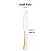 304 Stainless Steel Gold-Handled Western Cutlery: Knife, Fork, and Spoon Set for Home or Restaurant.