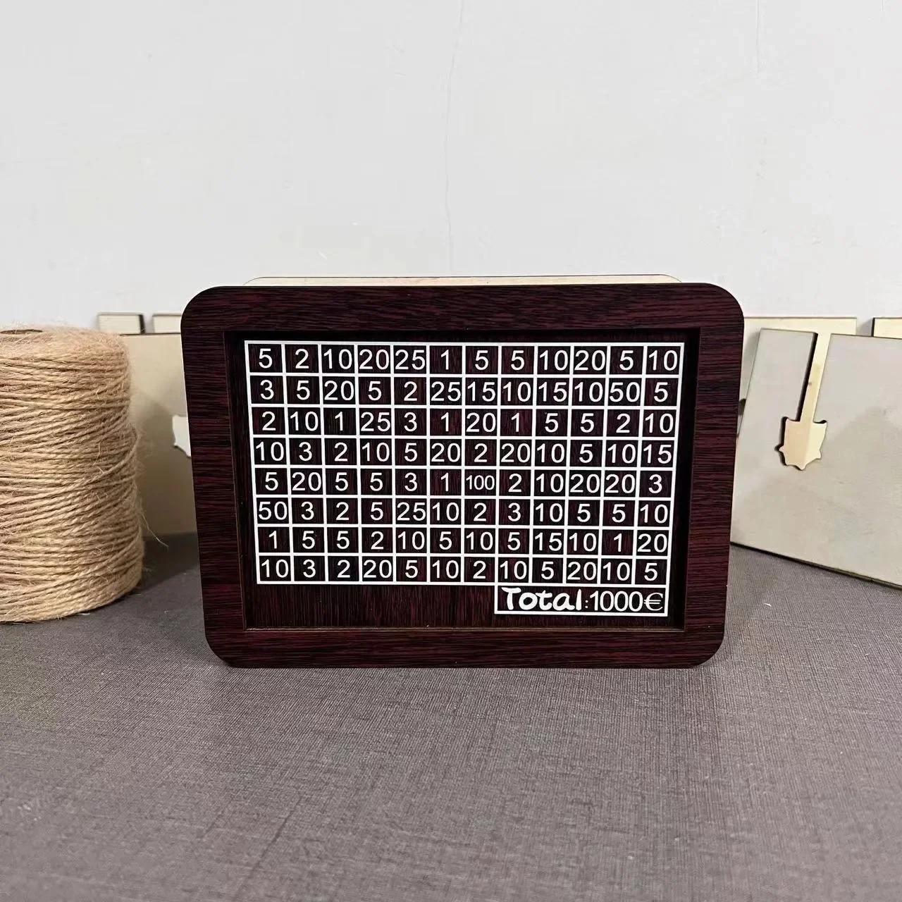 

1000/2000/3000/5000/10000 Евро Копилка Деревянная Свинка Хранилище Денег Коробка для Сбережений Челлендж Кейс для Хранения Наличных