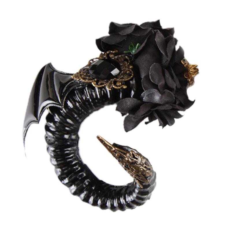 Erwachsene Kinder Dämon Schwarze Farbe Ochsenhorn Haarspange Stoffumwickelte Haarnadel Halloween Weihnachten Kostüm Cosplay Party