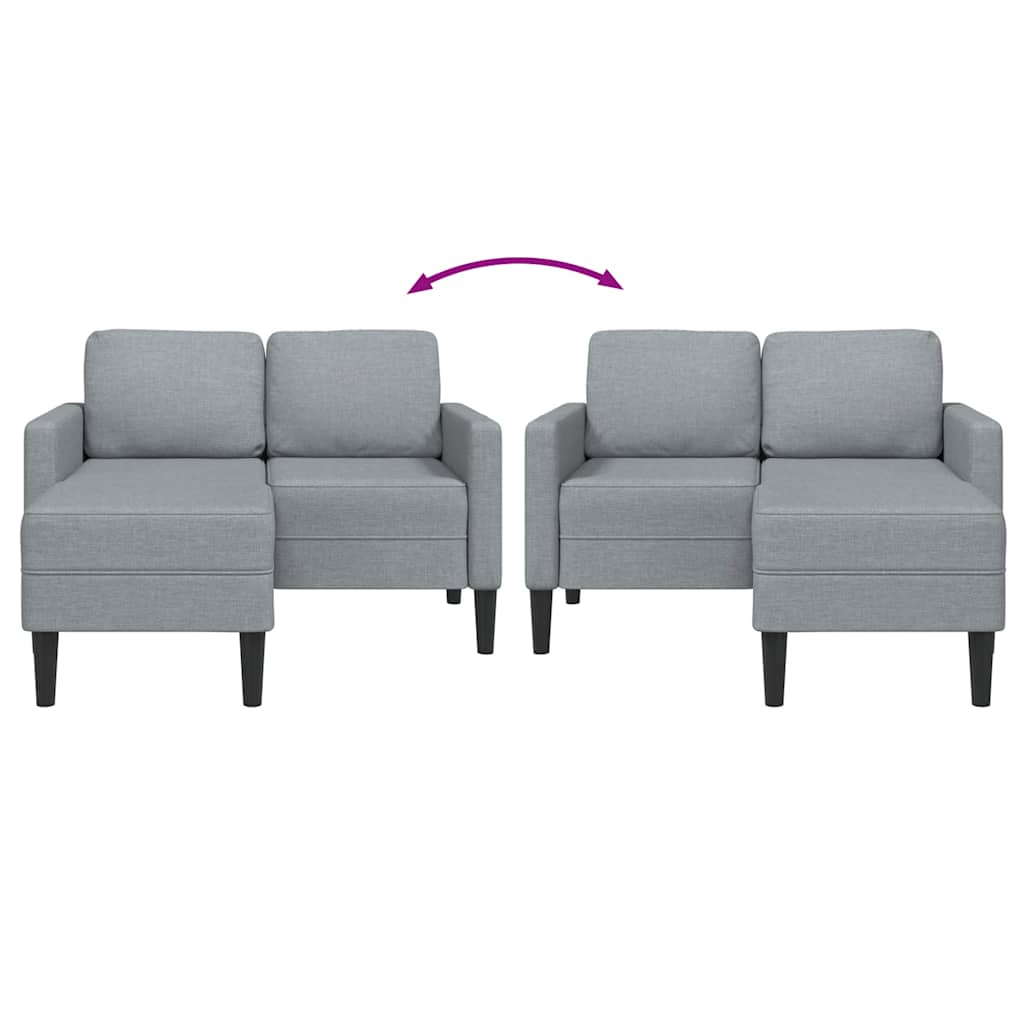 2 Seater L Shaped Sofa with Chaise Longue Light Grey 125 cm Fabric
