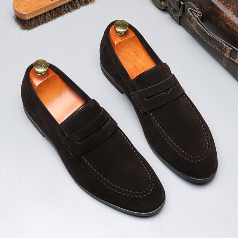 Fashion Men'S Casual Shoes Suede Pu Leather Mens Slip-On Light Comfortable Driving Loafers Moccasins Men Party Wedding Flat
